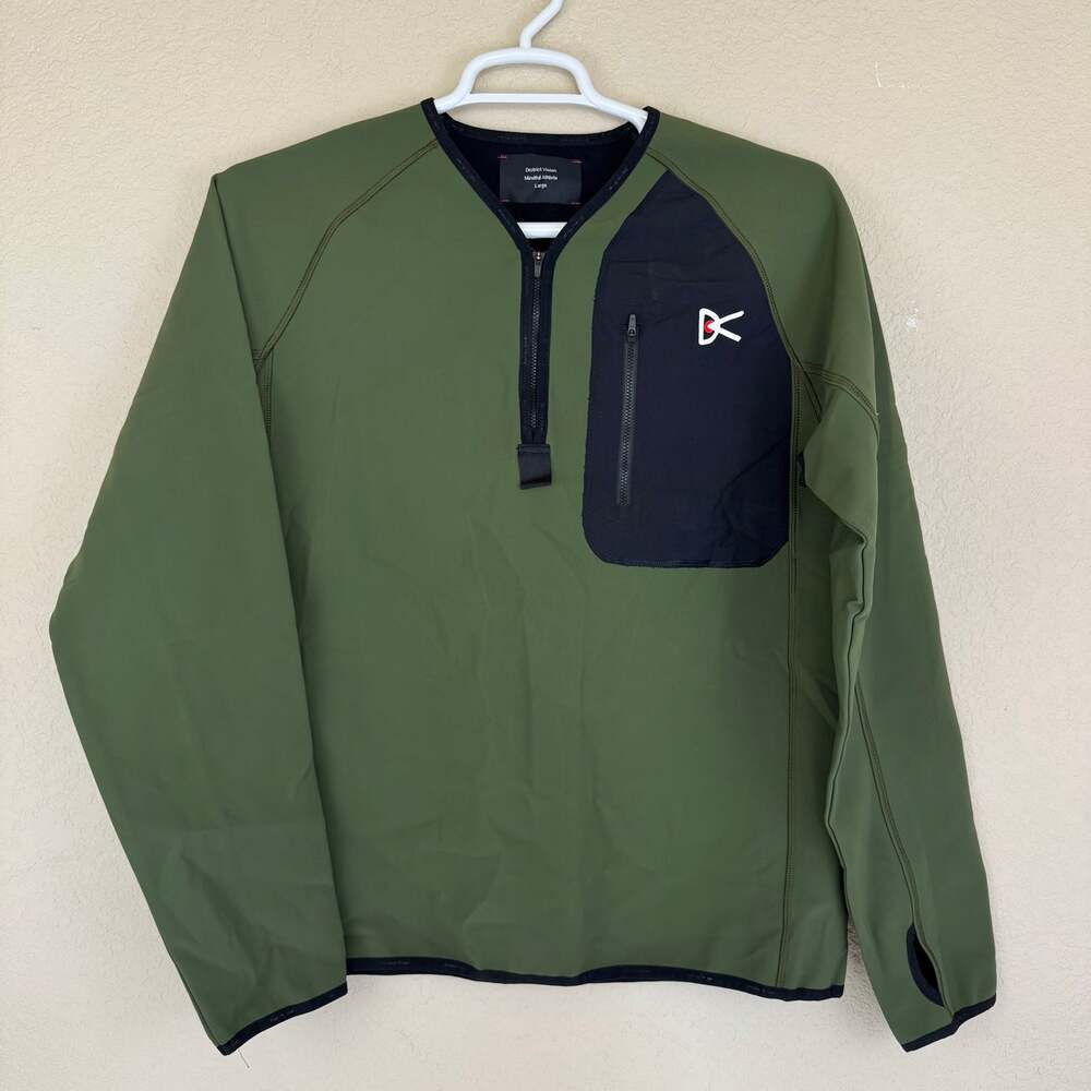 District Vision Pullover Mens L Rocco Insulated Half Zip Shell Midlayer Green